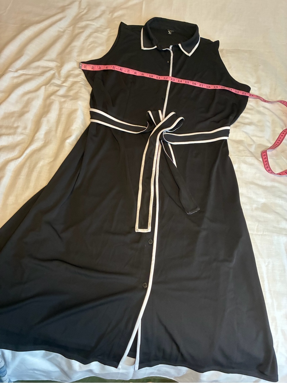 Talbots tipped jersey shirtdress in black with white contrast piping Trim - 2Xp - Picture 13 of 16